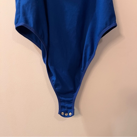 TOP SHOP Blue Ribbed Bodysuit - Size 12 - Picture 4 of 5